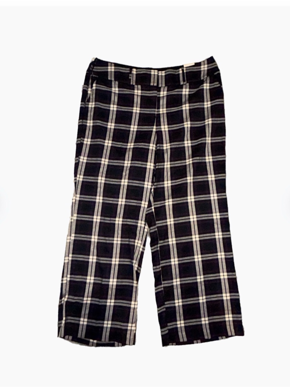NWT Lane Bryant 24 Long Wide Leg Signature Dress Pants 24L Blue Plaid High Rise - Picture 2 of 14